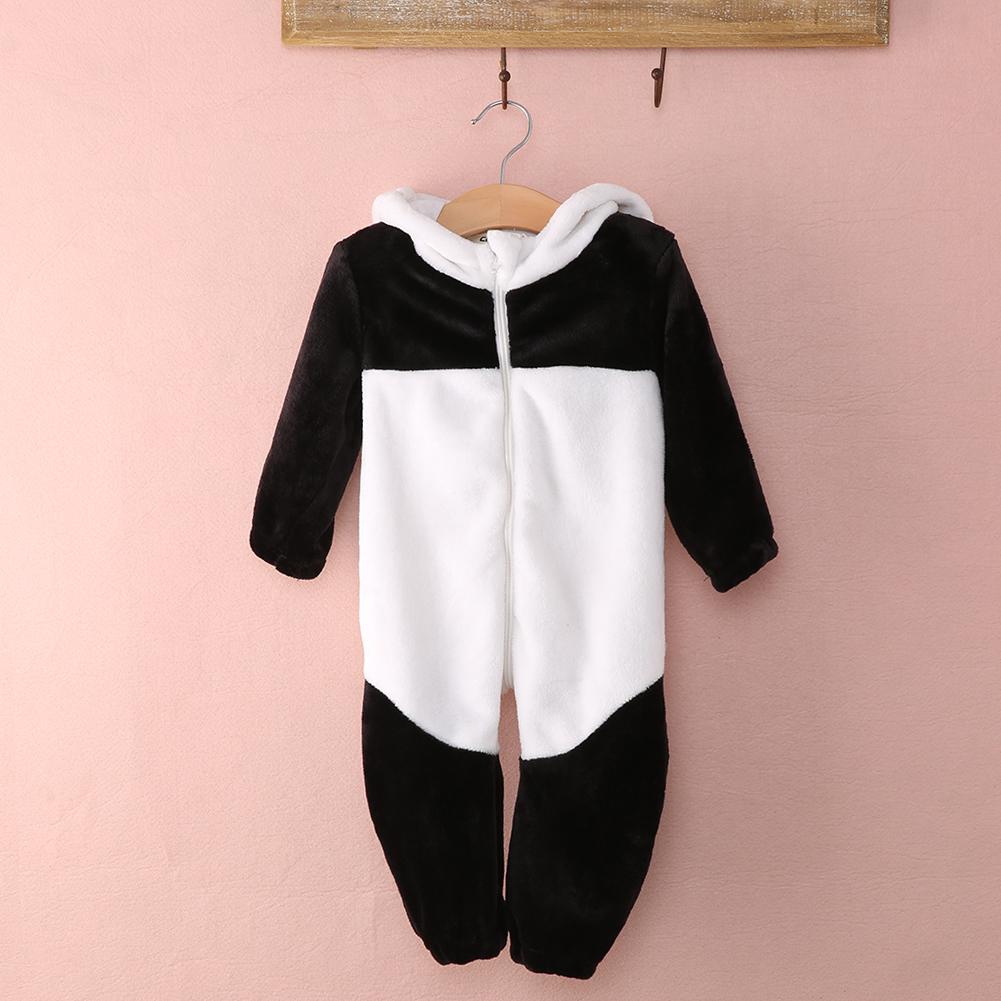 Newborn Toddler Baby Boy Girls Long Sleeve Hooded Zipper Panda Cartoon Warm Romper Jumpsuit Playsuit 0-3Y