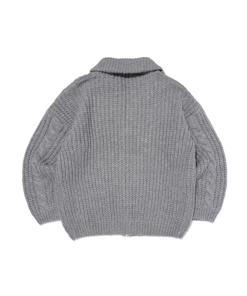OTHERFITS Вязаный кардиган на молнии с высоким воротником (Серый)