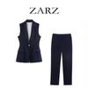 Womens Linen Blend Sleeveless Long Vest Straight Leg Pants Set Casual Boho Outfit