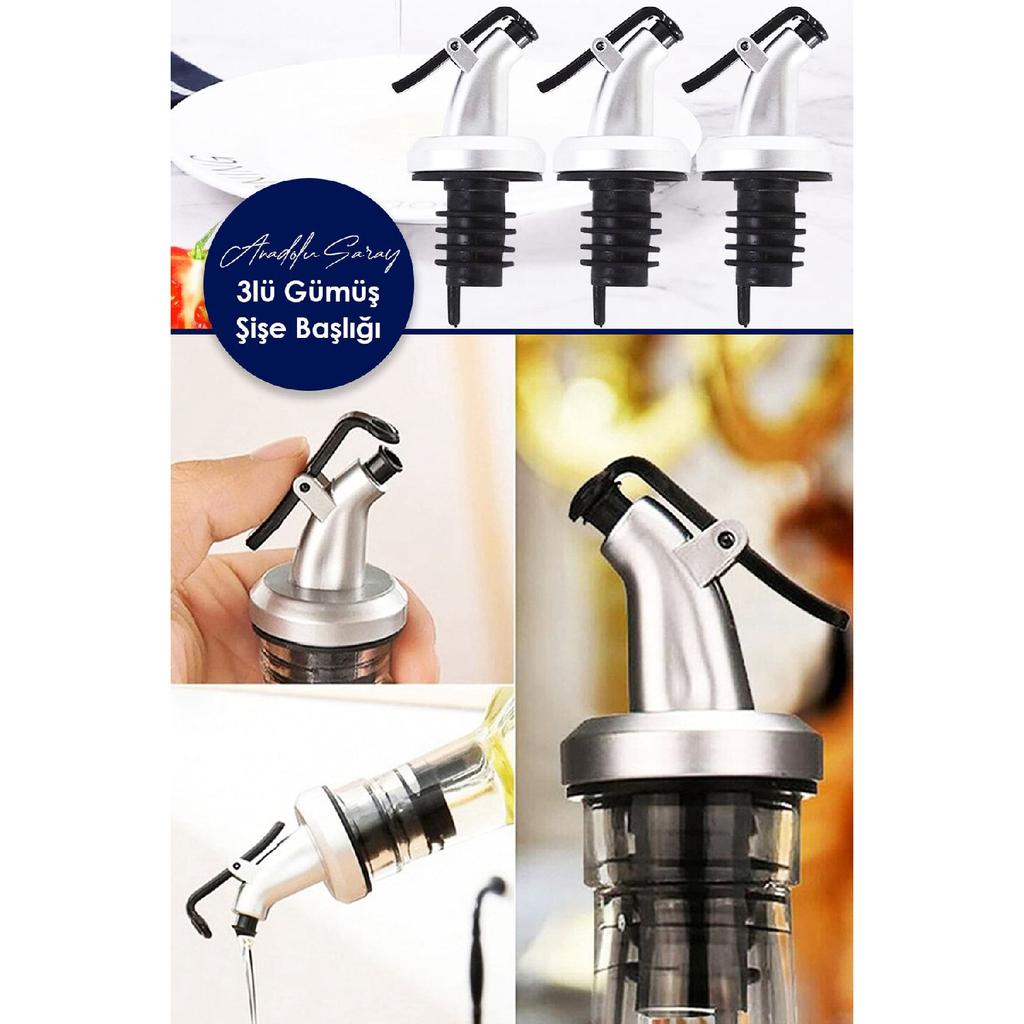 Triple Silver Bottle Head Service Oil Can Apparatus | Oil Can Bottle Tip Service Apparatus Sauce Bowl Apparatus