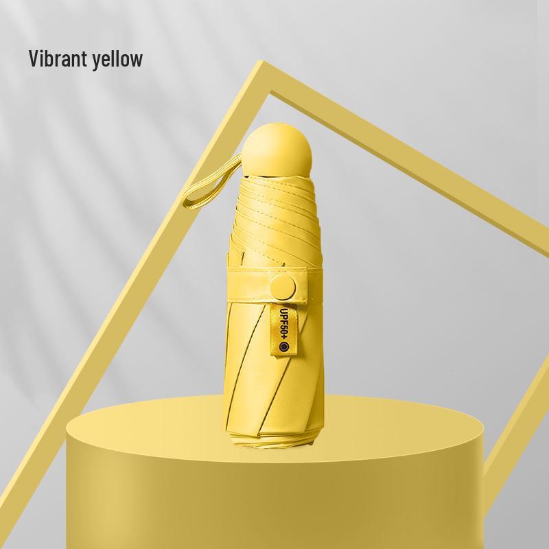 Compact 5-Fold Dual-Use Umbrella: UV Protection & Water Resistant Mini with Black Lining