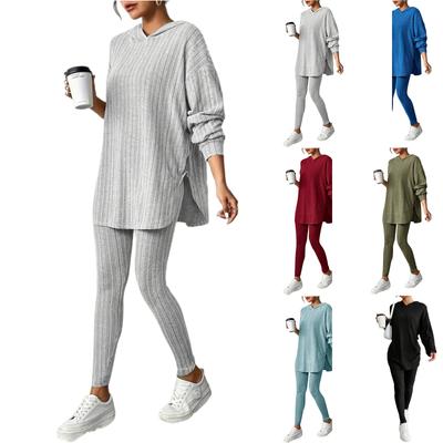 Модный женский повседневный спортивный костюм с капюшоном