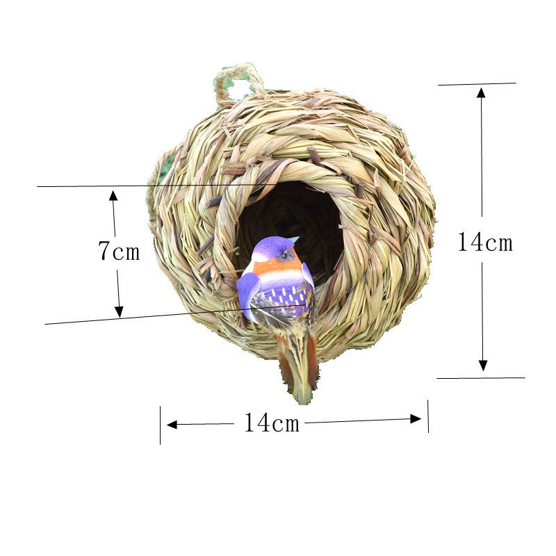 Плетеная из соломы клетка для птиц ручной работы - Подвесное украшение для улицы, домик-гнездо для птиц
