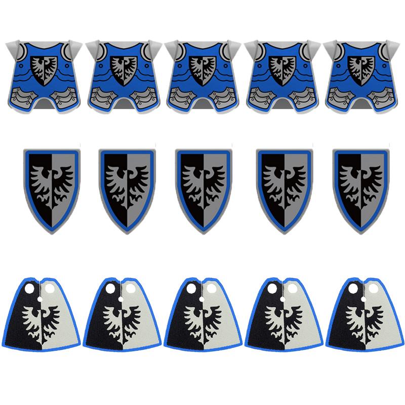 MOC Medieval Building Blocks Soldier Figures Weapons Accessories Armor Shield Flag Transport Ox Horse Mini Brick Toy Gift X010