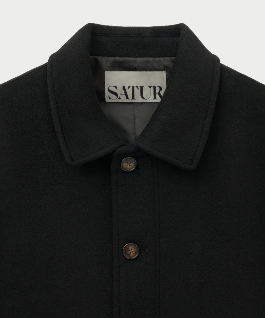 Satur Cashmere Wool Blend Mac Coat Black