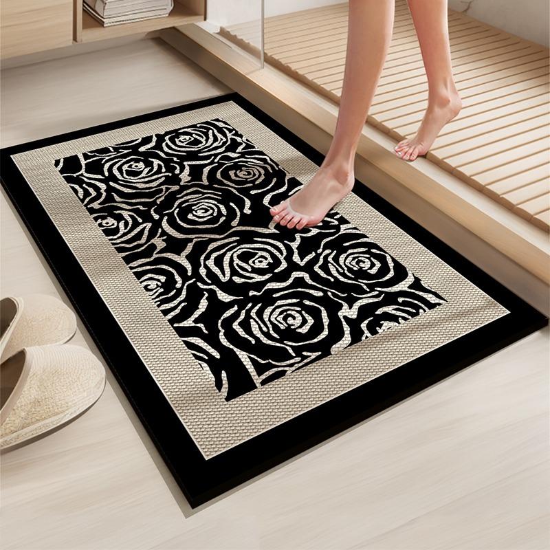 Toilet floor mat non-slip bathroom door mat absorbent foot mat toilet quick-drying diatom mud carpet at the door of the toilet