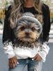 Женский пуловер большого размера, свитшот, мода с собаками, повседневная спортивная футболка, активная спортивная одежда, 3D-принт, круглый вырез, длинный рукав, топ, женская одежда