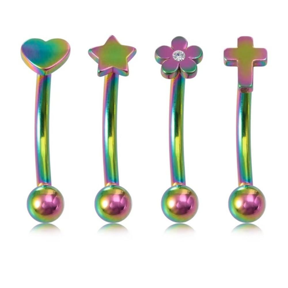 Star Curved Eyebrow Sticks Stainless Steel Punk Body Jewelry  All-gender