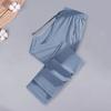 Unisex Summer Ice Silk Pants Thin Loose Straight Leg Cooling Trousers Drawstring Elastic Waist Slacks Quick-drying Solid Color Sweatpants