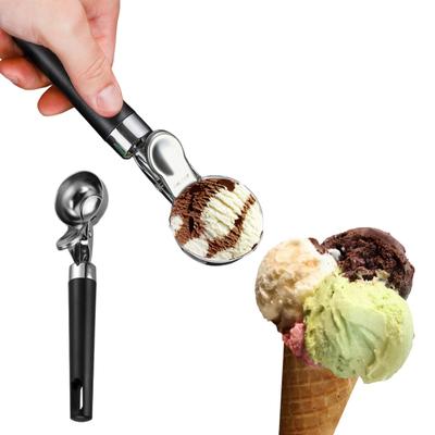 Ложка для мороженого из нержавеющей стали с триггером Легко чистится, антипригарная ручка Легкая ручка Ложка для печенья для мороженого, мороженого, смузи, фруктов
