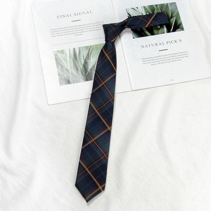 Лимонный Плед Галстук для Школьной Формы с Морской Солью - Ручная Работа в Японском Академическом Стиле для Мужчин и Женщин