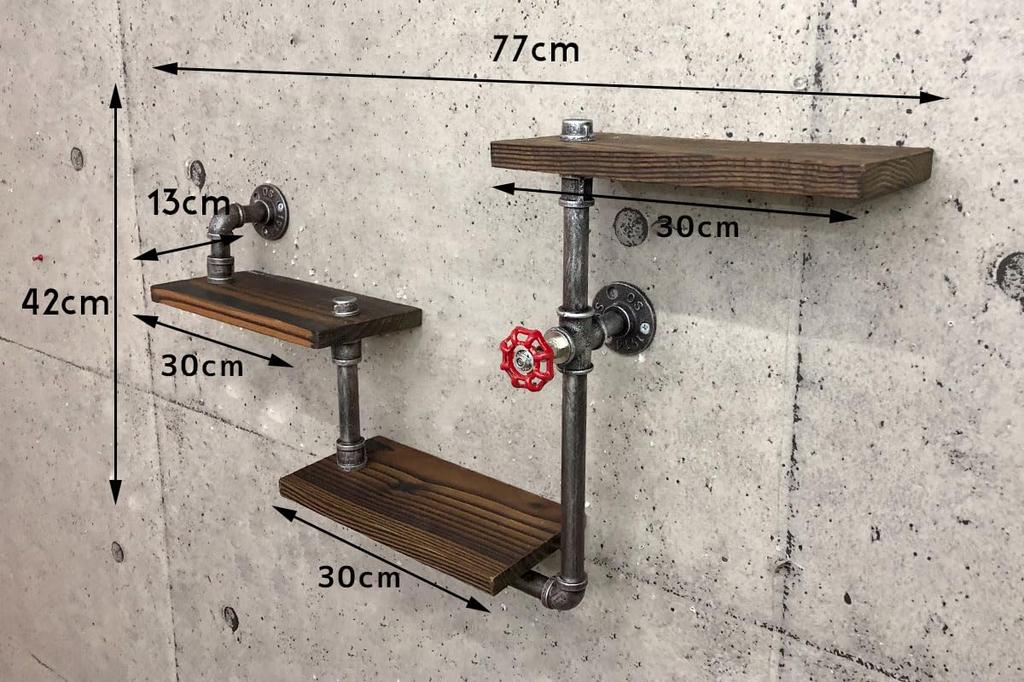 WNJAPAN Настенная полка, Индустриальный винтажный дизайн, Дизайн водопроводной трубы, Декор для кафе, Ретро стиль, SD-43 [Параллельный импорт]