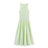 Spring and Summer Women's Clothing Gentle round Neck Sleeveless Honeycomb Format Stretch Fabric Midi Skirt Dress 3067329