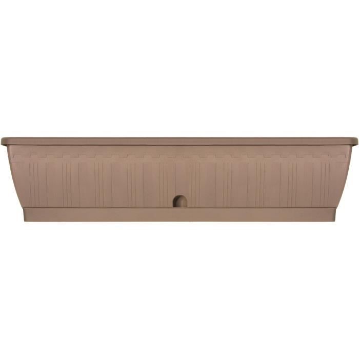 Jardiniere - GARDEN ID Terraflor - Taupe 80 cm - Solidité - Réserve d'eau - Recyclé & 100% recyclable - Volume pour plantes.