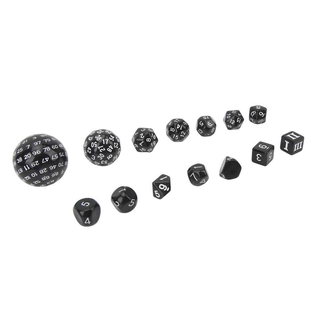 15Pcs Polyhedral Dice Set Acrylic D3 To D100 Table Gaming Dices for Role Playing Table Games Party