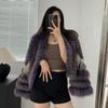 Real Fur Factory Fox Fur Short Red Fox Striped Jacket for Women New Style