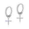 Naniwaai Earrings Ladies March Birthstone Hoop Sway 2Way Flower Woman Silver Compatible with Metal Allergies Cross Adult Accessories Present Birthday