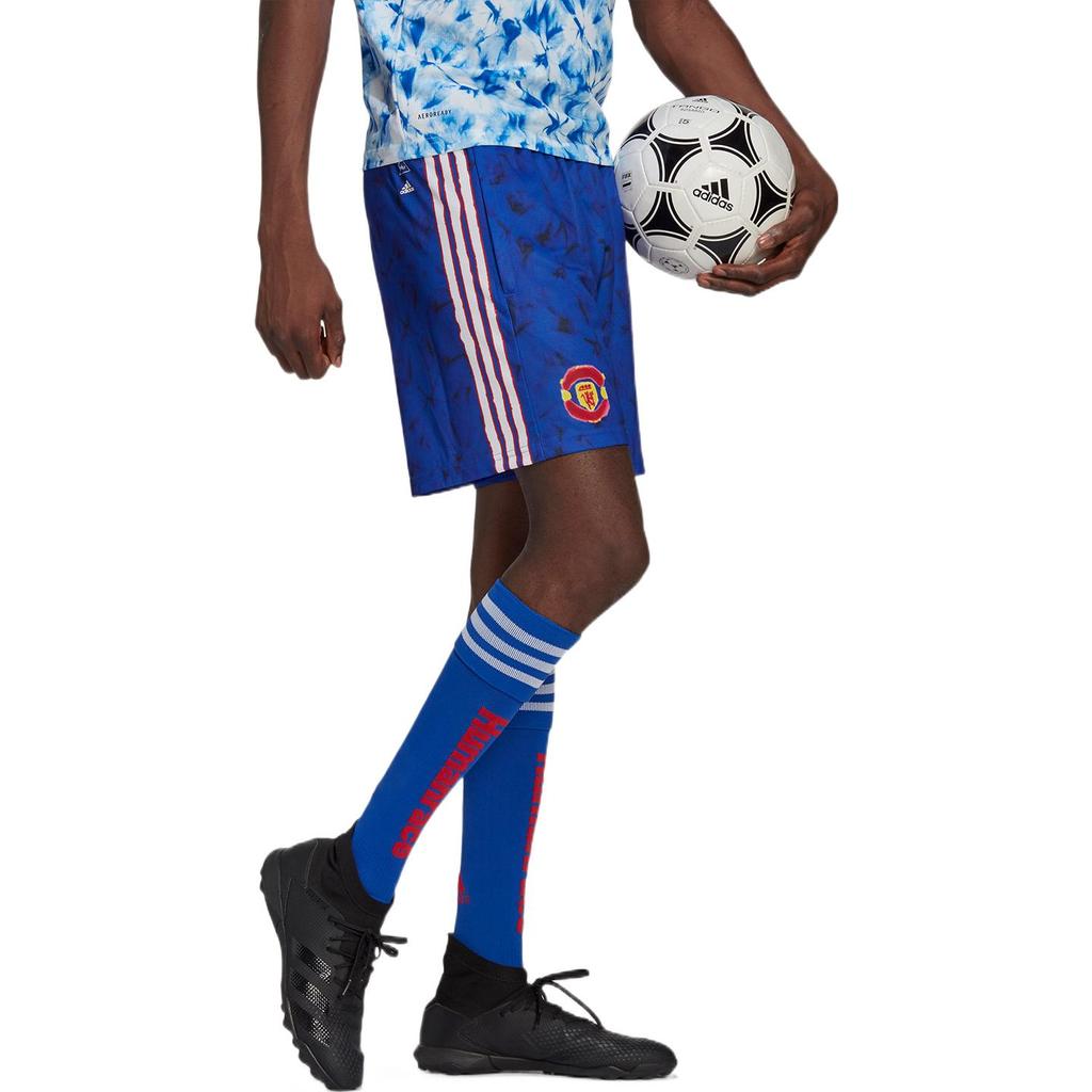 Adidas Striped Logo Print Soccer Shorts Men Bottoms Blue GJ9085