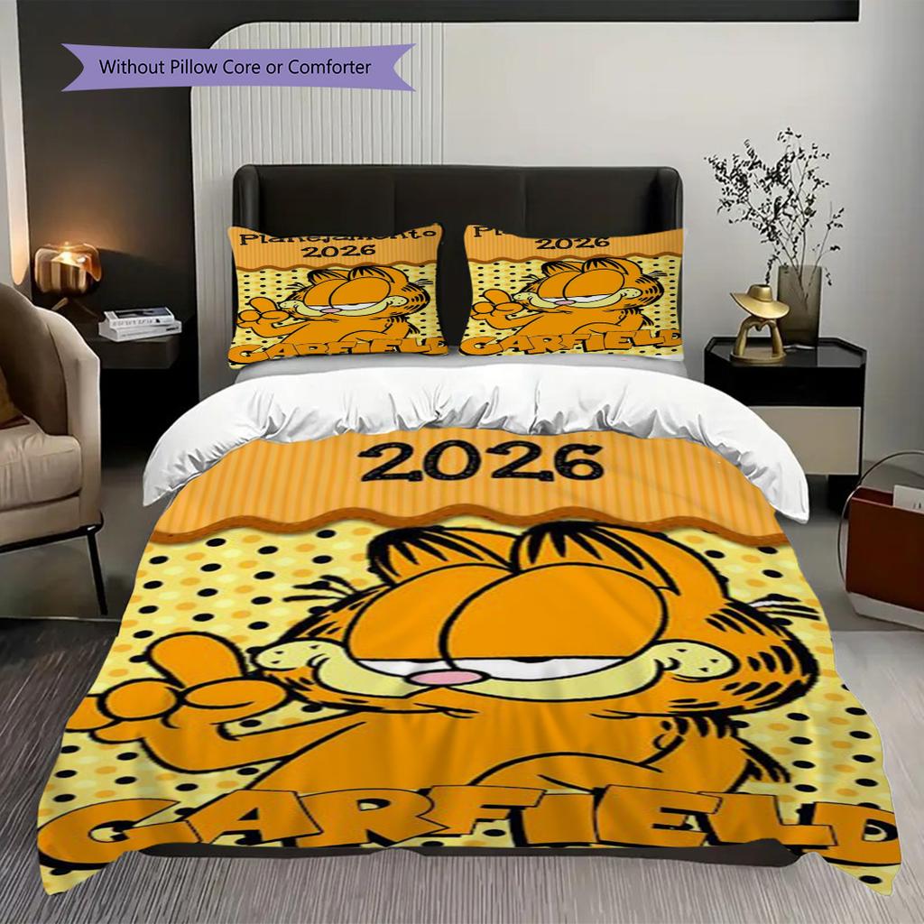Garfield'S Colorful Comics Threepiece Set 1 Duvet Cover 2 Pillowcase Without Core Christmas Birthday Gift Soft And Comfortable Bedding Set