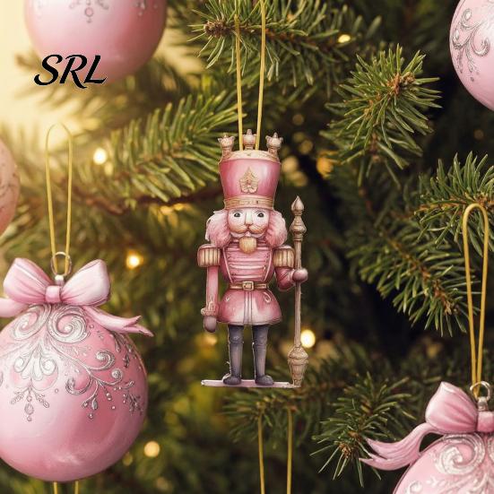 Christmas Gift Tags 12/24/36Pcs Pink Wooden Ornaments Set, Snowman Santa Hanging Decors, Xtmas Hanigings with Ropes for Tree Home Decor Party Supplies