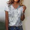 Women's T-shirt Floral Print Summer Loose and Comfortable Short-sleeved Pattern V-neck Casual T-shirt Casual Elegant Clothing