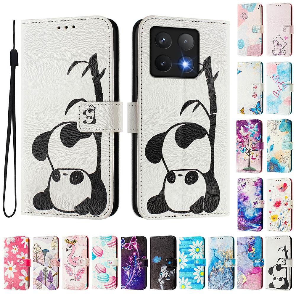 Цветной кошелек-чехол с рисунком для Xiaomi 14T Redmi 14C 13C 12C 11A Redmi Note 14 13 Pro Plus Ударопрочный чехол-книжка с подставкой