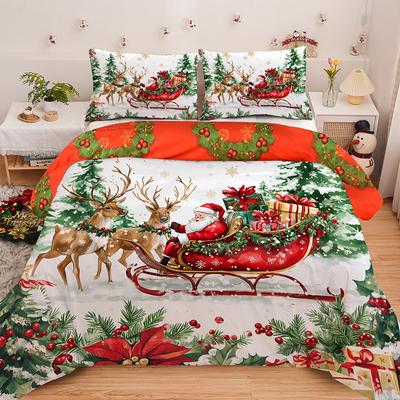 3PC Sled Пожилой пододеяльник Милый Лось Комплект постельного белья (1Пододеяльник&2Наволочки) Рождественский декор мебели без наполнителя/сердечника