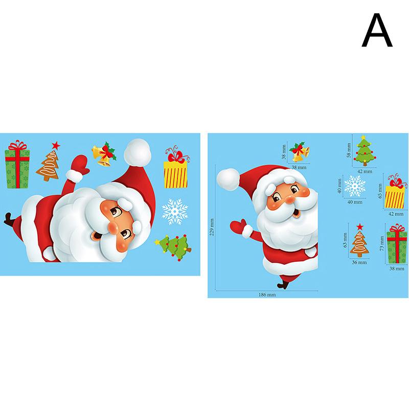 1шт мультфильм 20*30см рождественский подарок домашний декор наклейка на окно Санта-Клаус настенные наклейки наклейки