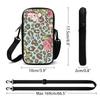 2d-Vintage Leopard Print Rose Floral Collage Pattern Light Blue Background With Green Leaves Animal Print Romantic Style Crossbody Phone Bag