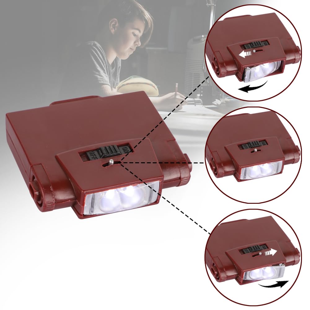 Headband Magnifier Head Mounted Magnifier with LED Light 2 Lights High Power Optical Magnifier with 6 Acrylic Lenses Adjustable Magnifying Glasses