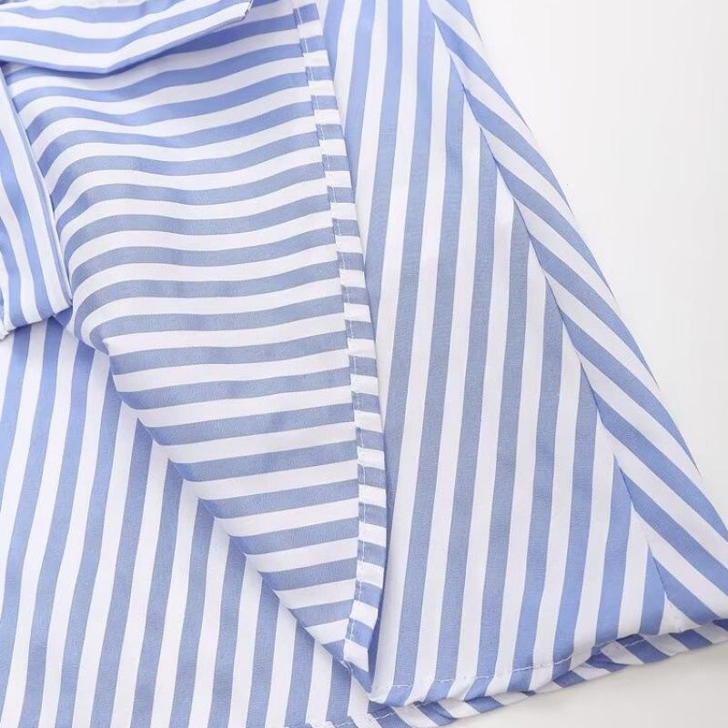 Summer European & American Commuting Style Women's Striped Poplin Dress