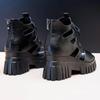 Female Summer Hollow Out Breathable Roman Sandals Women's Large Size All-match High-heeled Platform Black Sandals