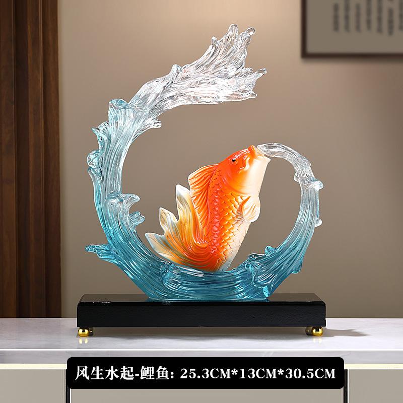 Скульптура тыквы «Счастливый карп», украшение для рабочего стола в офисе, креативная статуэтка из смолы, китайский подарок на свадьбу и Новый год