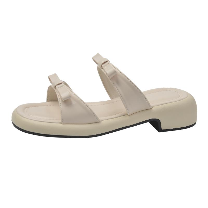 Женские тапочки 2024 года, новые летние модные повседневные босоножки на низком каблуке, квадратные каблуки, тапочки, шлепанцы, женские, Zapatos De Mujer