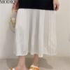 MODIQUE Summer Plus Size New Women Loose Patchwork A-Line Printing Mock Two-Piece Long Dresses Elegant Lady Casual Cotton O-Neck Short Sleeve Skirt