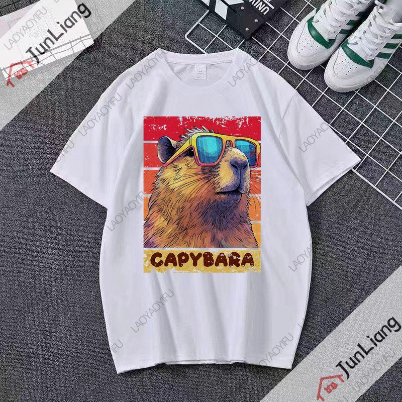 Футболка Capyeras Funny Cute Capybara Color Concert Tour Cute Animal с короткими рукавами и круглым вырезом, свободный топ Harajuku