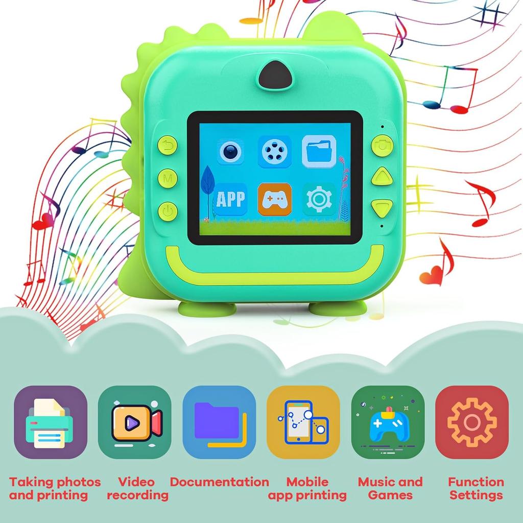 Камера моментальной печати для детей, Бесчернильный принтер наклеек для девочек и мальчиков 3-12 лет, 20 МП HD цифровые видеокамеры, Мини-термопринтер, Детская игрушка