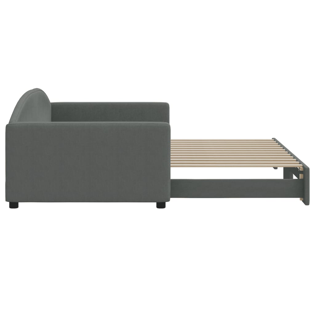 Extendable Daybed Dark Gray 100 x 200 cm Fabric