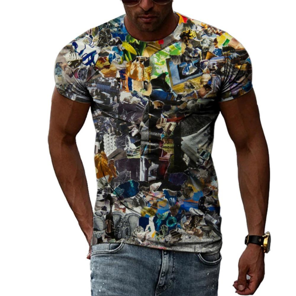 Летние мужские модные индивидуальные граффити футболки хип-хоп тренд harajuku повседневный стиль футболки с короткими рукавами с 3D принтом топы