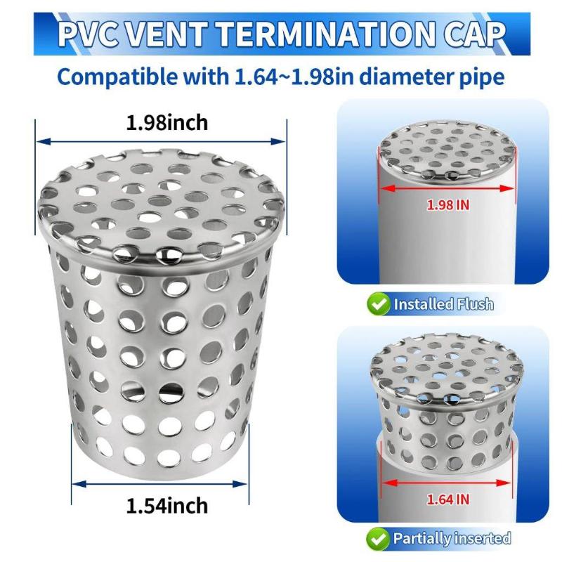 Stainless Steel Anti Clogging Drain Cover Insert Filter for PVC Pipe Cap Size 50MM Prevents Hair Blockage Ideal for Kitchen Bathroom