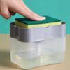 Kitchen Dishwashing Soap Box with Sponge Holder Hand Pressure Liquid Dispensing Container Organizer