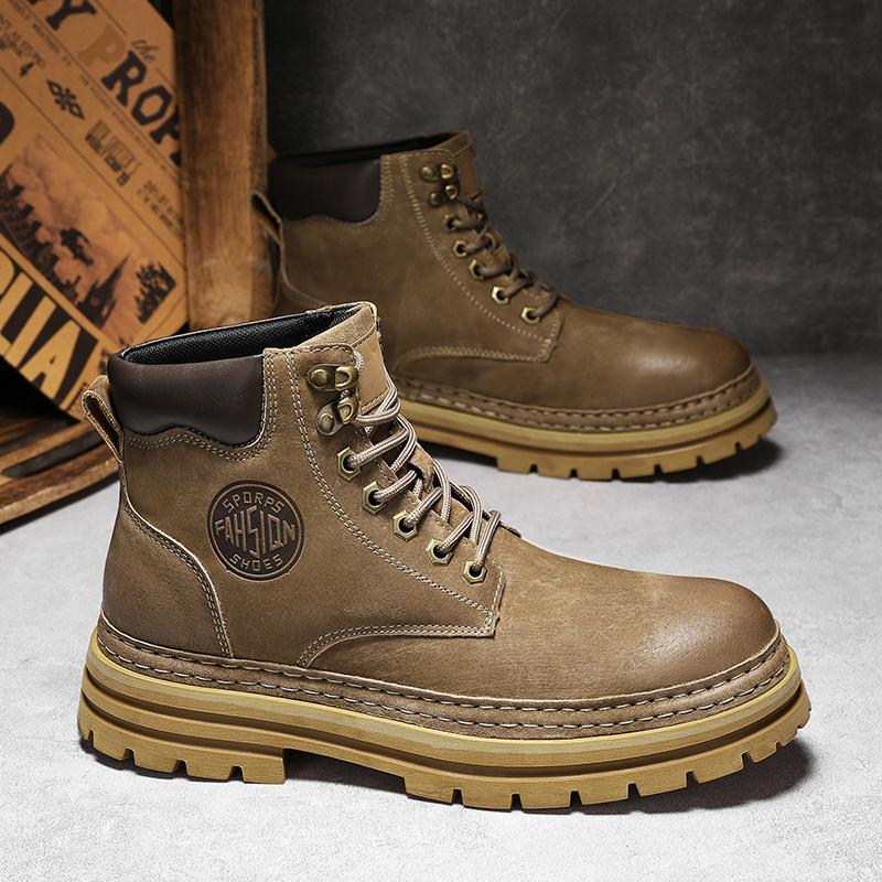 Модные мужские ботинки на шнуровке, кожаные мужские ботинки, высокие модные мотоциклетные кожаные ботинки, удобные мужские ботинки для активного отдыха