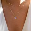 JMXD-Crystal Jewelry Devil's Eye Double Necklace Fashion Personality Alloy Pendant Clavicle Chain