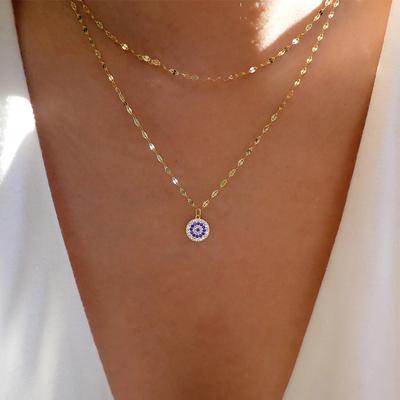 JMXD-Crystal Jewelry Двойное ожерелье с глазом дьявола, модная подвеска из сплава на ключицу