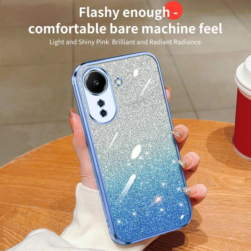 Fashion Plating Gradient Glitter Case For Xiaomi Mi 14 13 Pro 12 11 Lite 11T Redmi Note 12 Pro 12S 11 11S Silicone Back Cover