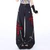 Women's Black Gothic Baggy Y2k Jeans Vintage Streetwear Cowboy Pants Harajuku Denim Trousers Aesthetic Emo Trashy 2000s Clothes