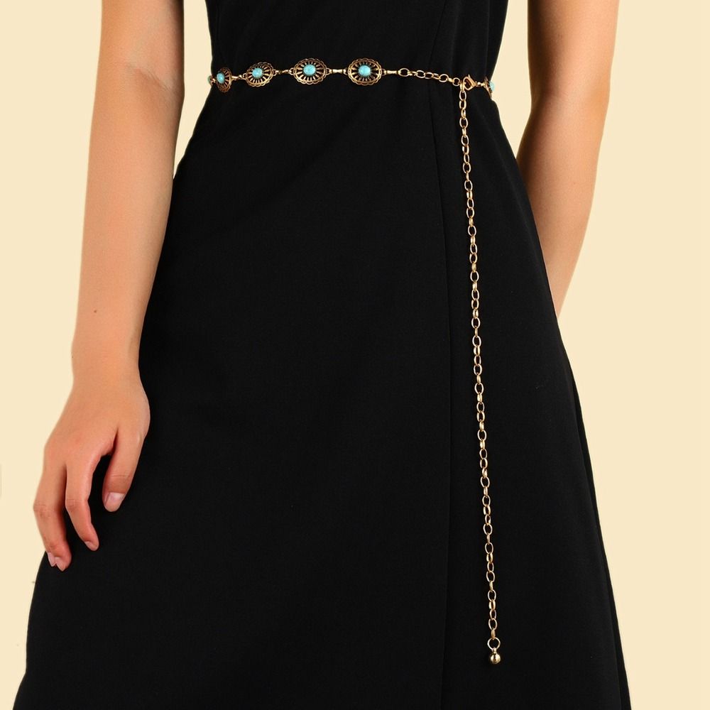 Accessories Turquoise Beach Body Chain Women Waist Chain Metal Belt Ethnic Style Bohemian Belts