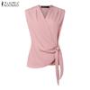 Women Casual V-Neck Side Lace Up Summer Sleeveless Vest Tops