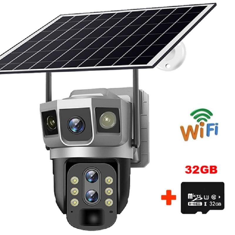 4G/WIFI Solar Surveillance Camera, HD 2 Lens PIR Sensor, Night Vision Waterproof IP Camera, CCTV Security Monitor