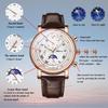 Genuine Leather Strap Waterproof Roman Alphabet Analog Luminous Stopwatch Calendar Small Seconds Quartz Watch Daily Life Commuting Day Birthday